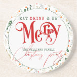 Berry Branch essen, trinken Sie frohe Weihnachten  Getränkeuntersetzer<br><div class="desc">Wählen Sie dieses fröhliche Design und bereiten Sie sich darauf vor, den Feiertagssjubiläum zu verbreiten: "Eat, Drink, Be Merry" - Eine fröhliche und einladende Botschaft, die den Geist der Saison einfängt, für ein unvergessliches Weihnachtsfest Party. Personalisieren Sie es und bereiten Sie sich darauf vor, die schönste Zeit des Jahres mit...</div>