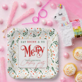 Berry Branch essen, trinken Sie frohe Weihnachten Pappteller (Party)