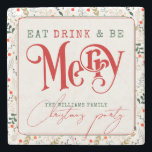 Berry Branch essen, trinken Sie frohe Weihnachten Steinuntersetzer<br><div class="desc">Wählen Sie dieses fröhliche Design und bereiten Sie sich darauf vor, den Feiertagssjubiläum zu verbreiten: "Eat, Drink, Be Merry" - Eine fröhliche und einladende Botschaft, die den Geist der Saison einfängt, für ein unvergessliches Weihnachtsfest Party. Personalisieren Sie es und bereiten Sie sich darauf vor, die schönste Zeit des Jahres mit...</div>