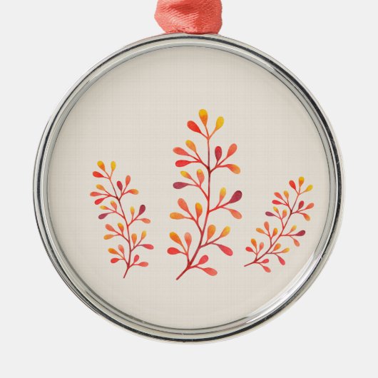 Berry Branches Silbernes Ornament (Vorne)