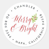 Berry & Bright | Ferien-Rücksendeadresse Runder Aufkleber (Vorderseite)