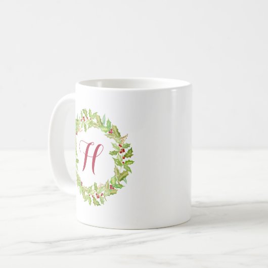 Berry & Bright | Holiday Monogram Kaffeetasse (Vorderseite Links)