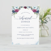 Berry, Burgund und Blue Floral Probe Dinner Einladung (Stehend Vorderseite)