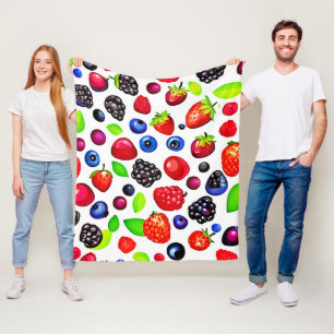 Berry Burst: Fruchtmuster Fleecedecke