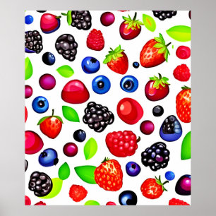 Berry Burst: Fruchtmuster Poster