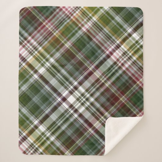 Berry Bush Green und Red Kariert Sherpadecke (Vorderseite)