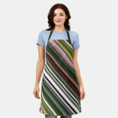 Berry Bush Green und Red Stripe Schürze (Getragen)