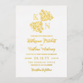 Berry Bush Monogram Hosting mit Eltern Wedding Folieneinladung (Vorderseite)