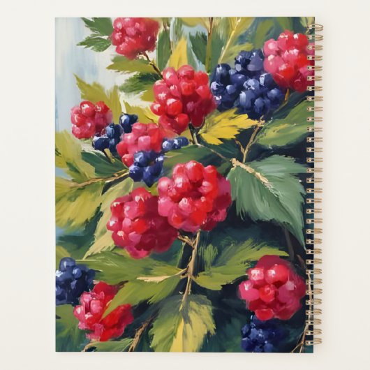 Berry Bush Raspberry Blackberries Watercolor Fruit Planer (Rückseite)