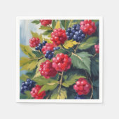 Berry Bush Raspberry Blackberries Watercolor Fruit Serviette (Vorderseite)