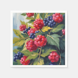 Berry Bush Raspberry Blackberries Watercolor Fruit Serviette