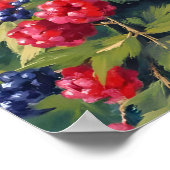 Berry Bush Raspberry BlackBerry Watercolor Frucht Poster (Ecke)