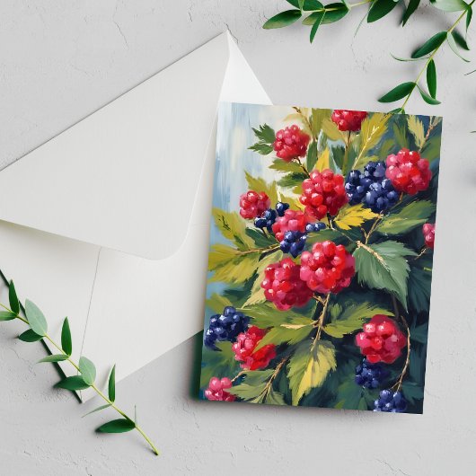 Berry Bush Raspberry BlackBerry Watercolor Frucht Postkarte