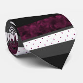 Berry Charcoal Black Polka Dot Block Streifen Krawatte (Gerollt)