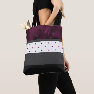 Berry Charcoal Black Polka Dot Streifen Tasche