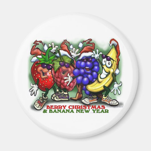 Berry Christmas Banana Neujahr Magnet (Vorne)