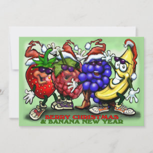 Berry Christmas Banana New Year Card Feiertagskarte