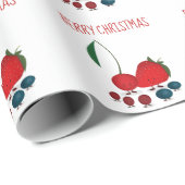 Berry Christmas Cartoon Characters Wrapping Paper Geschenkpapier (Rolleneckpunkt)