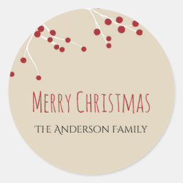 Berry Christmas Holiday Runder Aufkleber