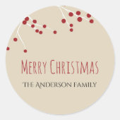 Berry Christmas Holiday Runder Aufkleber (Vorderseite)