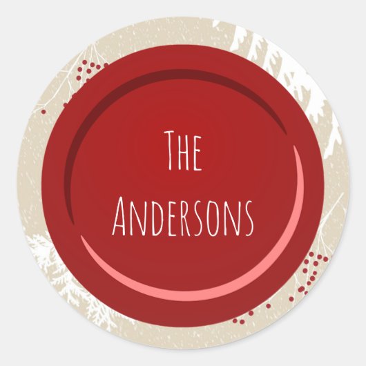 Berry Christmas Name Runder Aufkleber (Vorderseite)