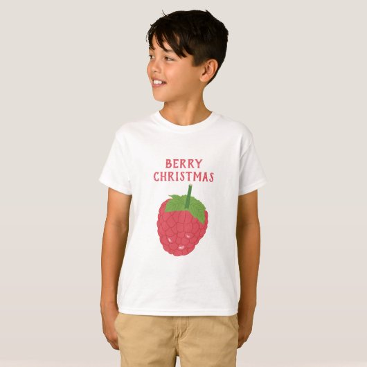 Berry Christmas Raspberry Fruit Design T-Shirt (Vorne ganz)