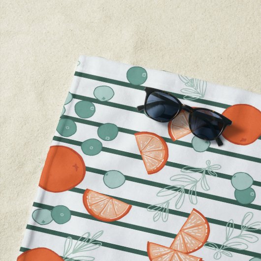 Berry Citrus - Dunkle grüne Streifen Strandtuch (Beispiel)