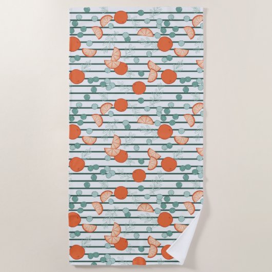 Berry Citrus - Dunkle grüne Streifen Strandtuch (Vorderseite)