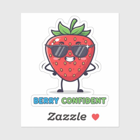 Berry Confident – Cute Strawberry Pun Design Aufkleber (Blatt)