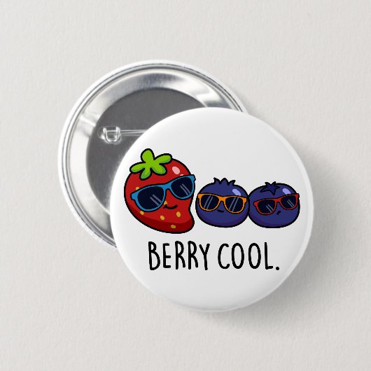 Berry Cool Funny Strawberry Blueberry Pub Button (Vorne & Hinten)