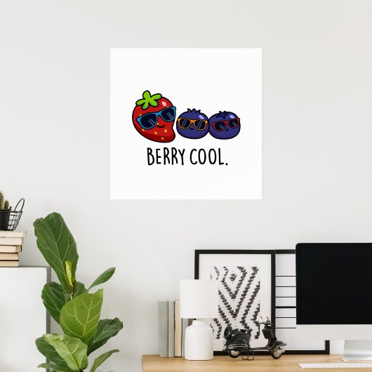 Berry Cool Funny Strawberry Blueberry Pub Poster (Heimbüro)