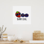 Berry Cool Funny Strawberry Blueberry Pub Poster (Küche)