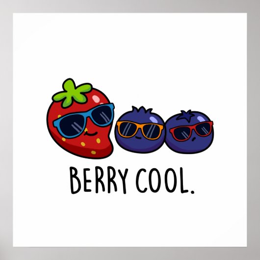 Berry Cool Funny Strawberry Blueberry Pub Poster (Vorne)