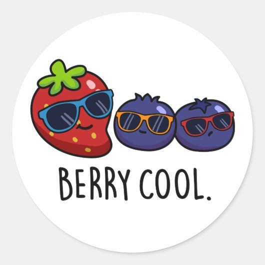 Berry Cool Funny Strawberry Blueberry Pub Runder Aufkleber (Vorderseite)