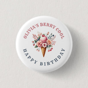 Berry Cool Happy Birthday Ice Creme Party Button