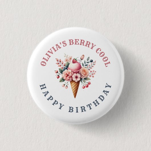 Berry Cool Happy Birthday Ice Creme Party Button (Vorderseite)