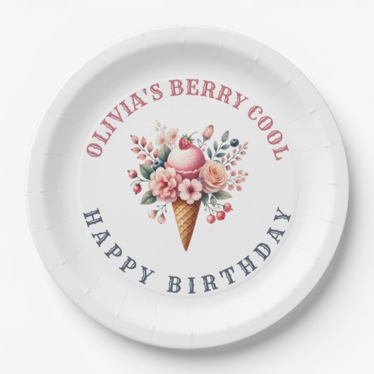 Berry Cool Happy Birthday Ice Creme Party Pappteller (Vorderseite)