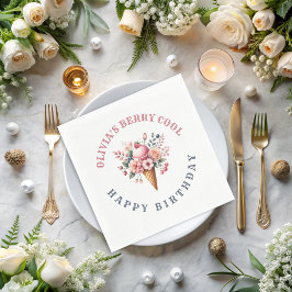 Berry Cool Happy Birthday Ice Creme Party Serviette