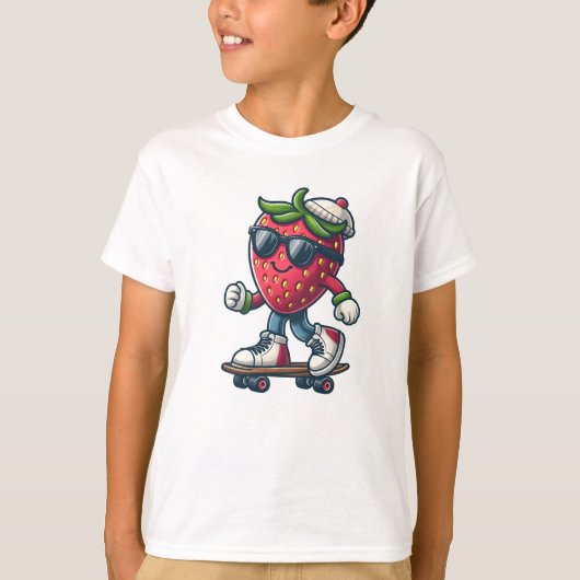 Berry Cool Skater - Kawaii Strawberry T-Shirt (Vorderseite)