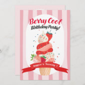 Berry Cool Strawberry Ice Creme Geburtstag Einladung (Vorne/Hinten)