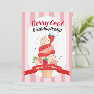 Berry Cool Strawberry Ice Creme Geburtstag Einladung