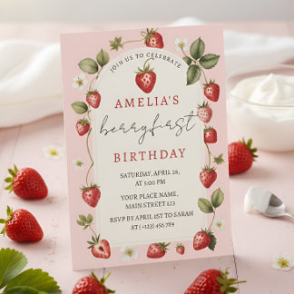 Berry Cute Strawberry First Birthday Celebration Einladung