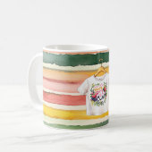 Berry Cute Tee Green Orange Pink Fruity Stripes Kaffeetasse (Vorderseite Links)