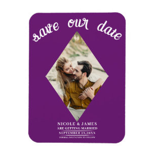 Berry Diamond Foto Wedding Save the Date Magnet