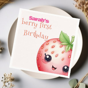 Berry Erdbeere zum ersten Geburtstag Serviette
