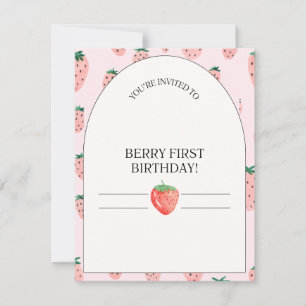 Berry Erdbeeren zum ersten Geburtstag Einladung Ki