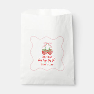 Berry erste Erdbeervereburtstag Rosa Schleife Geschenktütchen