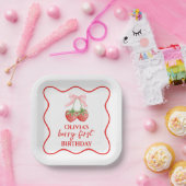 Berry erste Erdbeervereburtstag Rosa Schleife Pappteller (Party)
