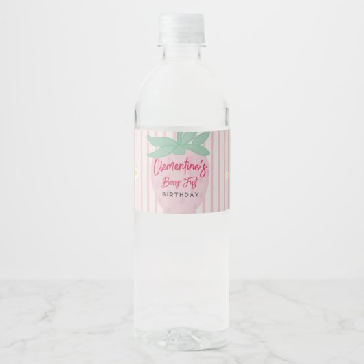 Berry Erste Geburtstags- Wasserflaschenetikett (Vorderseite)
