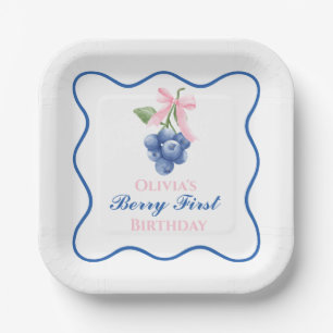 Berry erste Heidelbeere Geburtstag Pink Bow Coquet Pappteller